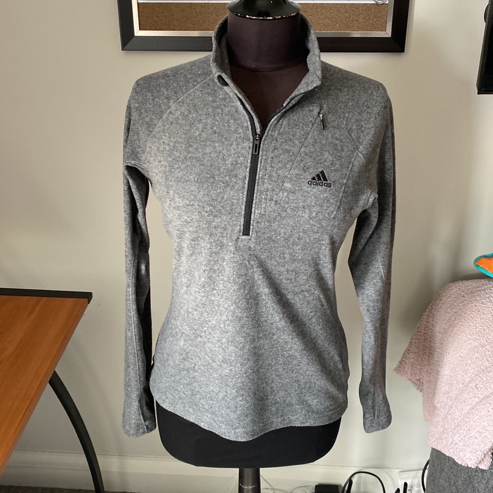 Adidas Outdoor Light Gray Fleece Quarter Zip Top
